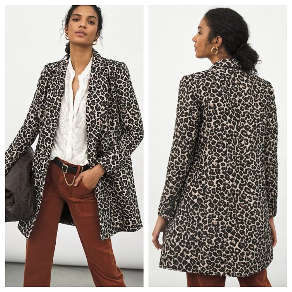 NWT Anthropologie Gianna Leopard Print Blazer Size 0